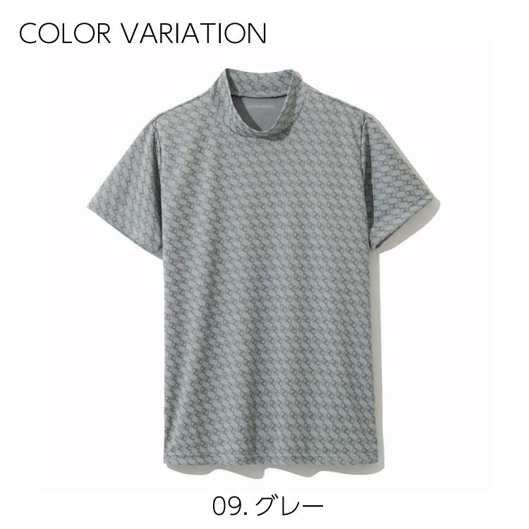 ゴルフウェア モックネックシャツ 半袖 ZHモノグラムシャツ レディース