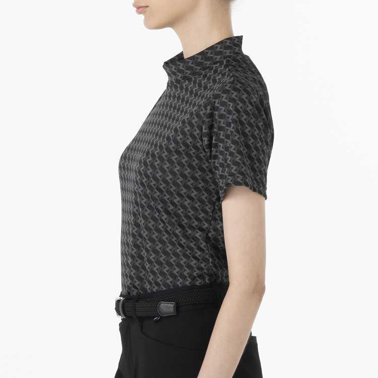 ゴルフウェア モックネックシャツ 半袖 ZHモノグラムシャツ レディース