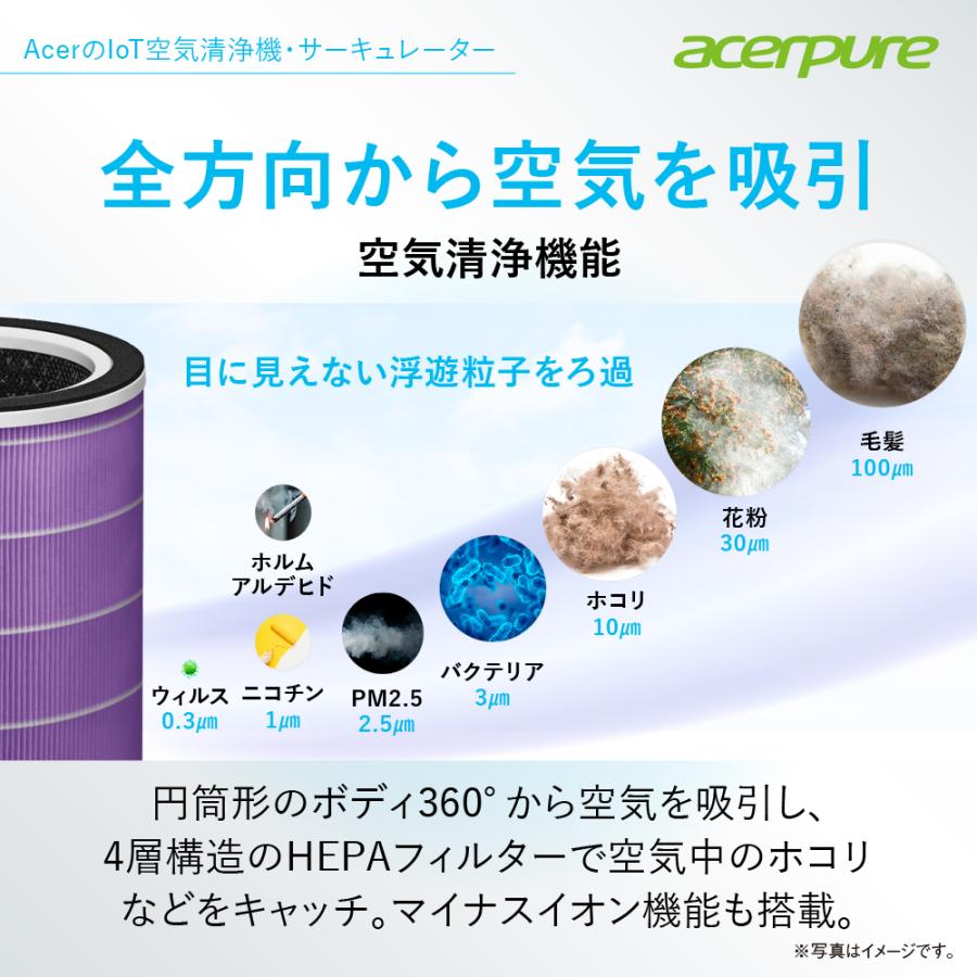 空気清浄機 ウイルス除去  サーキュレーター 27畳 静音 acerpure cool  オールシーズン タイマー DCモーター 風量調節10段階 リモコン AC551-50W | acer | 03