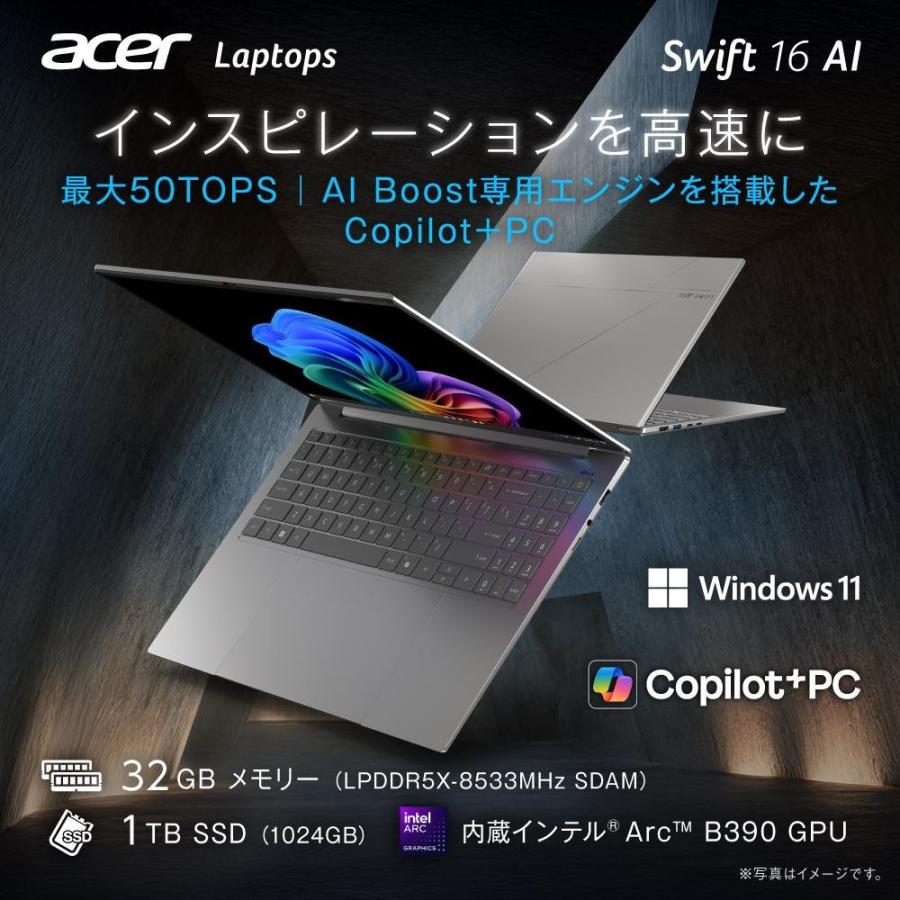 acer（エイサー） ノートパソコン Swift 16 AI インテル Core Ultra X7