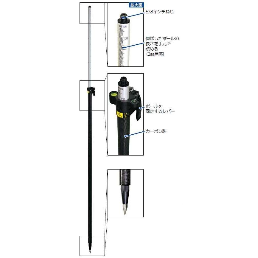 送料無料] ランドアート GPSポール2500 GLS-25B 全長2500mm 全縮
