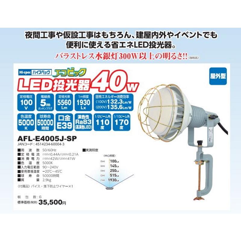 サンピース LED投光器 40W AFL-E4005J-SP LEDエコビック投光器 