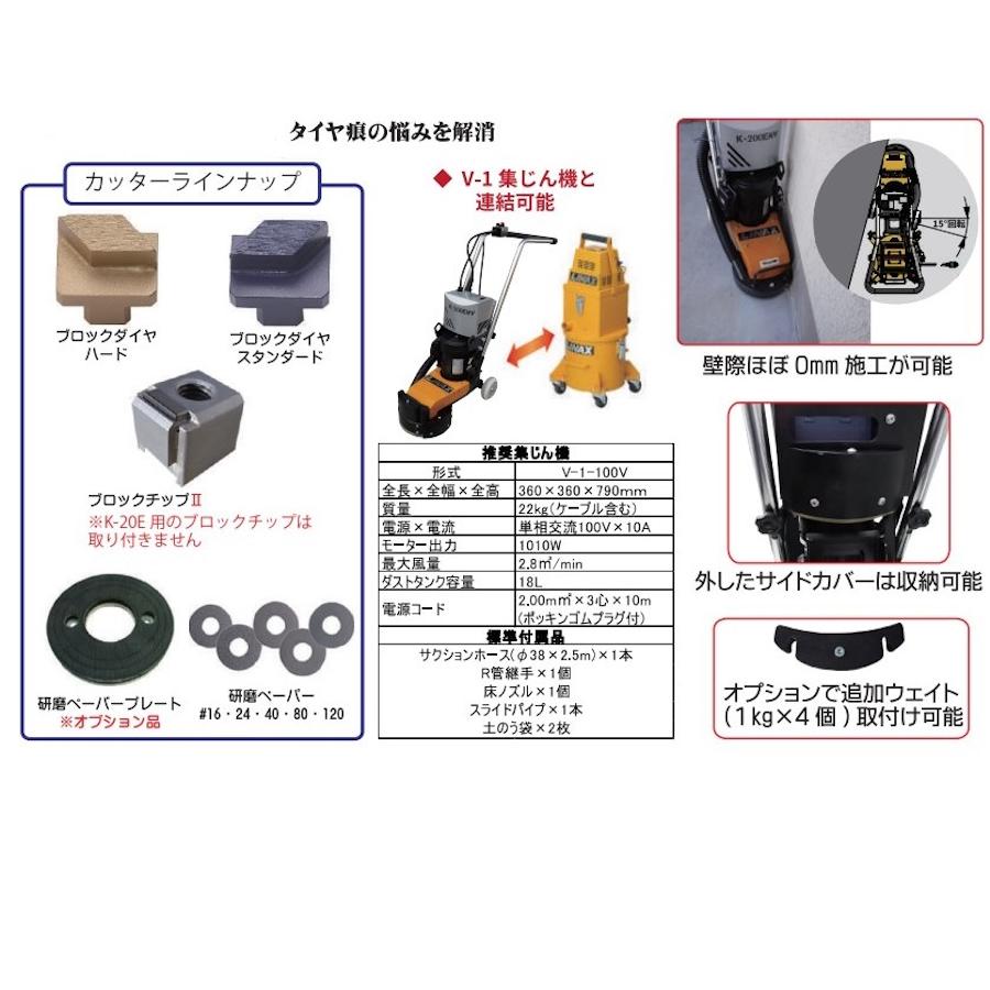 ライナックス 100V式床表面研削機 ポルチェII K-200ENV 床工事 ライナックス 100V式床表面研削機 ポルチェII K-200ENV 床工事