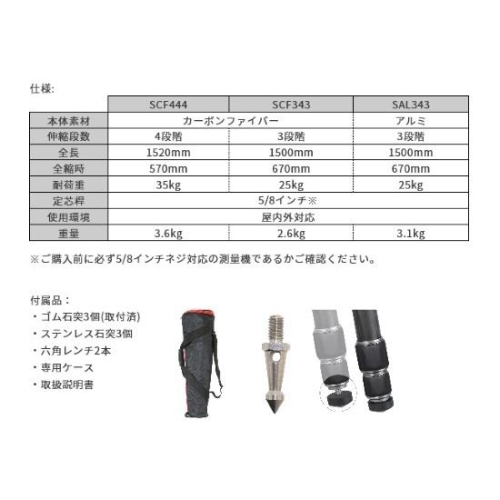 測量機器 計測機器 スキャナ用三脚 トライピークス SAL343 アルミ三脚 3段 TRIPEAKS マイゾックス オートレベル トランシット｜acetech｜04