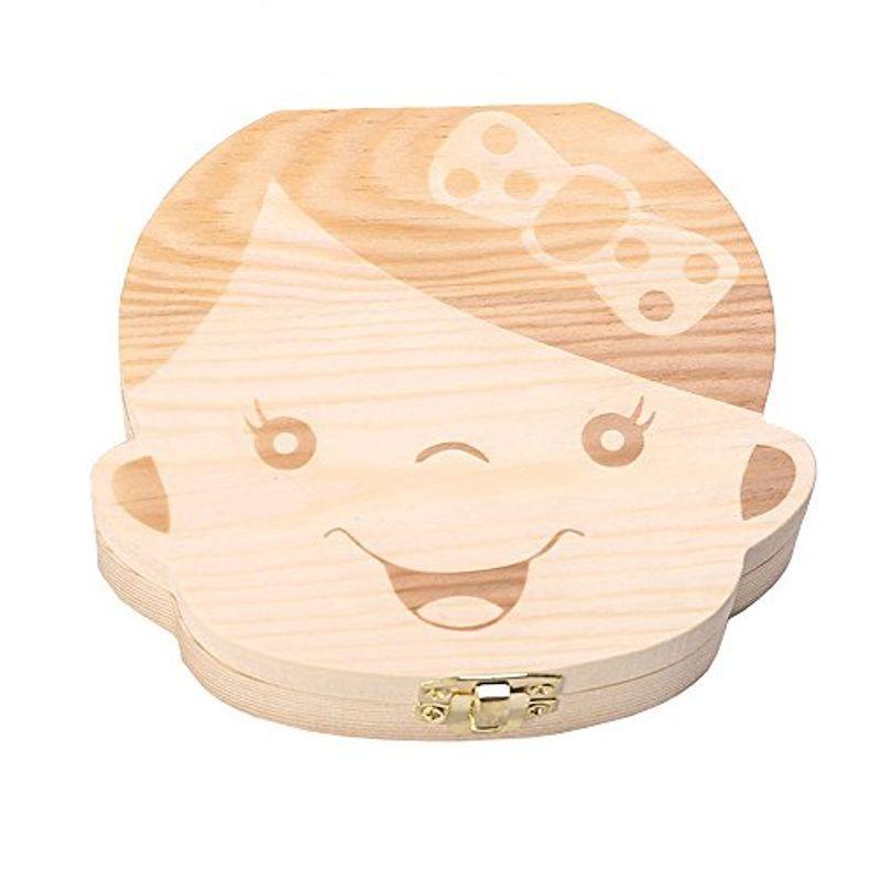 Hellogo 子供 乳歯ケース 木製 乳歯入れ ティースボックス ギフト 女の子 プレゼント おしゃれ 安全 かわいい 日本語表示