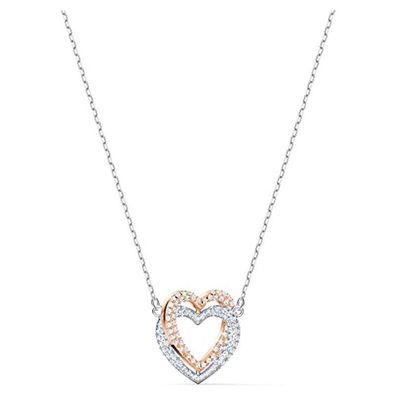 【在庫処分大特価!!】 スワロフスキーInfinity Swarovski Double ネックレス クリスタル Heart ネックレス、ペンダント