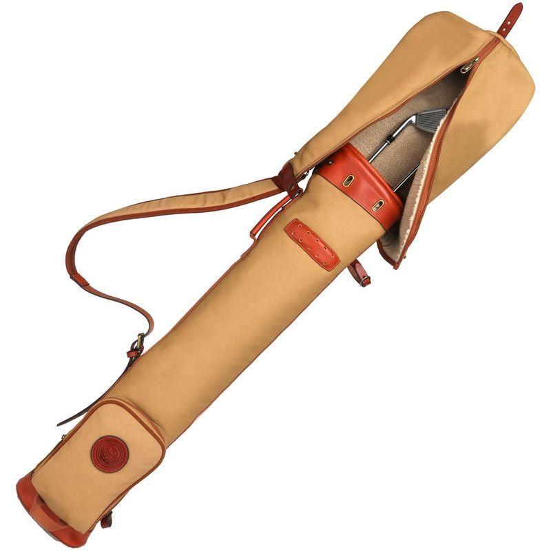 Tourbonコース トレーニング 練習ゴルフバッグ クラブ トラベルケース ファスナーポケット付き 防水キャンバス&レザー トレーニング 練習ゴルフバッグ クラブ トラベルケース ファスナーポケット付き 防水キャンバス&レザー