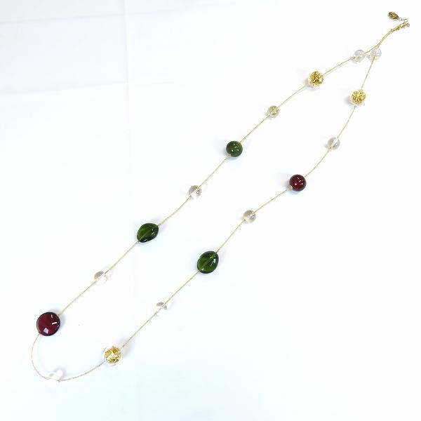 #ae ムラーノ MANUELA ZANVETTORI MURANO ロング ネックレス 金 赤 カーキ ベネチアンガラス ヴェネチアン 袋付き [821754] k01 |  | 01