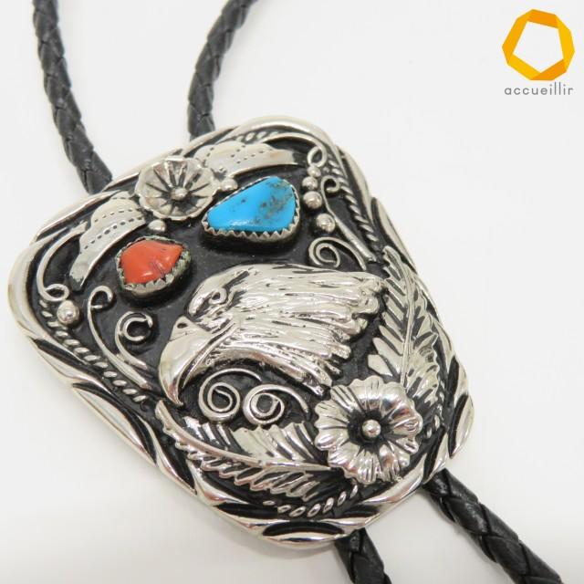 S.S.I Handcrafted ヴィンテージ ボロタイ インディアンジュエリー イーグル ターコイズ コーラル USA製 メンズ [z905046] |  | 01