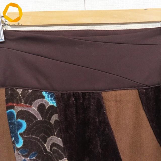 オッズオン OZZON スカート ロング フレア 花柄 和柄 ベロア [x965336