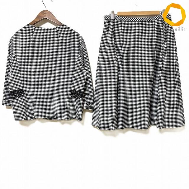 【美品】レリアン　セットアップ13号＋ snc レリアン Leilian セットアップ 13+ 黒 白 ギンガムチェック