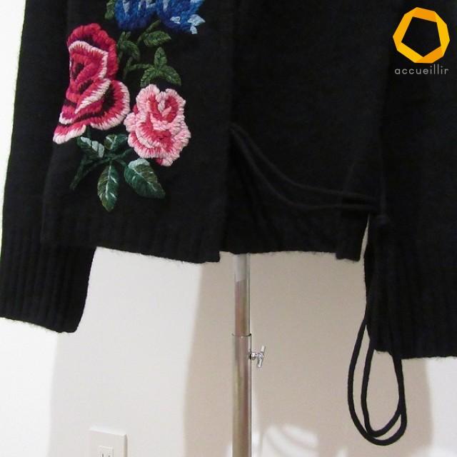 #wnc ケイタマルヤマ KEITAMARUYAMA ニット・セーター 1 黒 マルチカラー カシゴラ混 花柄 刺繍 レディース [1024005] |  | 03