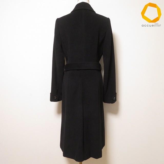 PS Paul Smith woman アンゴラ ウール ロングコート 40 黒 wnc ポールスミス PaulSmith Woman コート 40 黒 アンゴラ混 ベルト