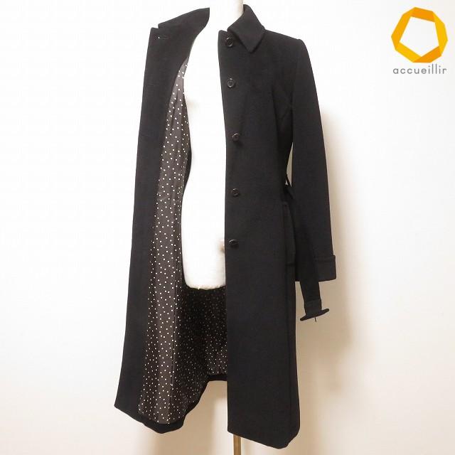 wnc ポールスミス PaulSmith Woman コート 40 黒 アンゴラ混 ベルト
