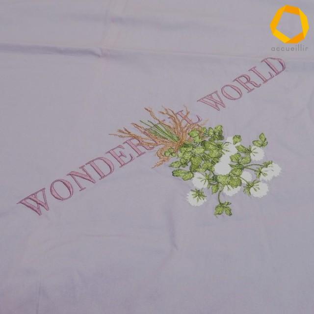 #aue ワンダフルワールド WONDERFUL WORLD カネコイサオ ストール・ショール 紫 チェック 刺繍 リボン ピコフリル [1032963] k01 |  | 02