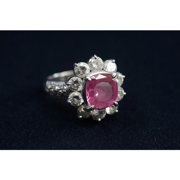 #anzj 天然パパラチアサファイア ダイヤモンド10粒 プラチナ 指輪 リング 9.5号 ピンク 8mm×7mm Pt900 レディース [409054] |  | 01