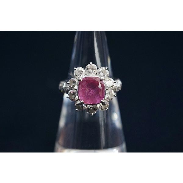 #anzj 天然パパラチアサファイア ダイヤモンド10粒 プラチナ 指輪 リング 9.5号 ピンク 8mm×7mm Pt900 レディース [409054] |  | 02