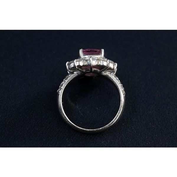 #anzj 天然パパラチアサファイア ダイヤモンド10粒 プラチナ 指輪 リング 9.5号 ピンク 8mm×7mm Pt900 レディース [409054] |  | 05