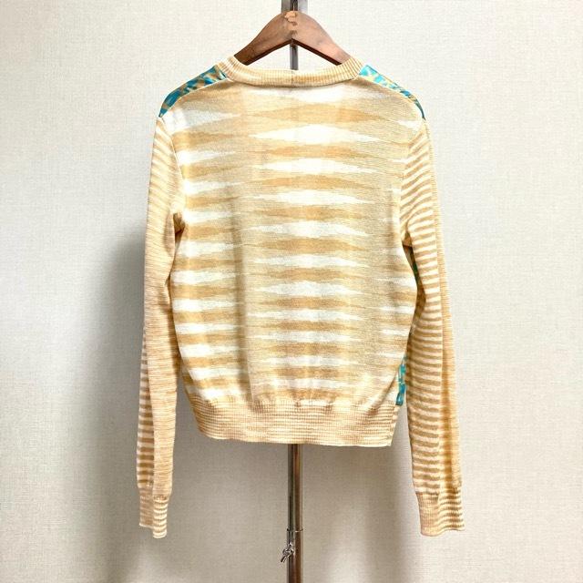 MISSONI #anc ミッソーニ カーディガン 42 ベージュ 水色 ロゴ柄 