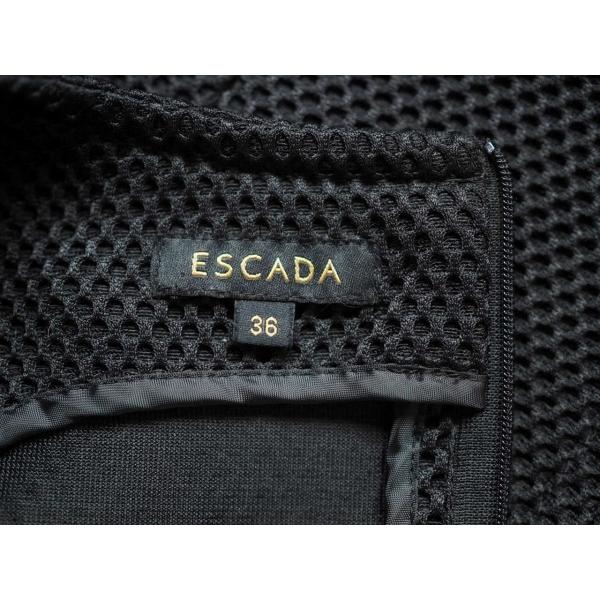 ESCADA #snc エスカーダ ワンピース 36 黒 半袖 Vネック タイト バック 
