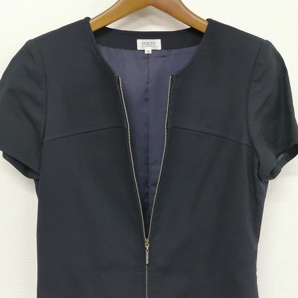 FOXEY（フォクシー） #spc ワンピース 40 紺 半袖 ジップアップ
