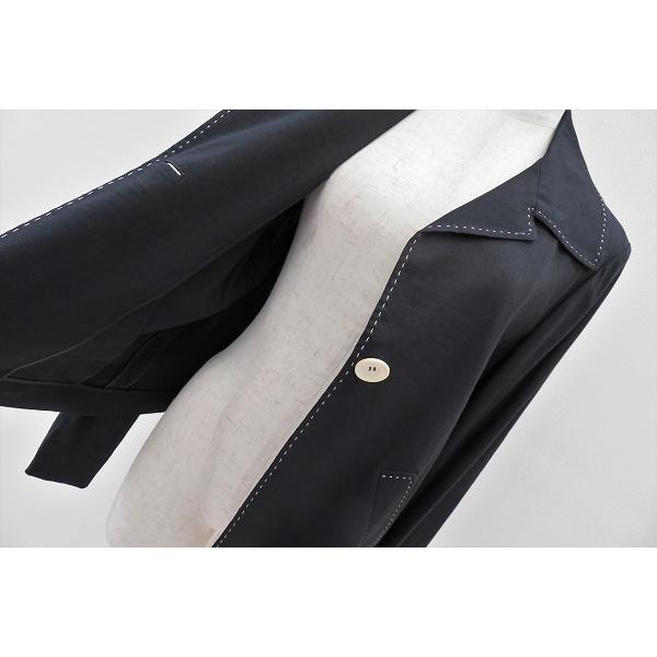 snc マルゴン MARGON ジャケット 42 黒 ステッチ 麻 イタリア製 
