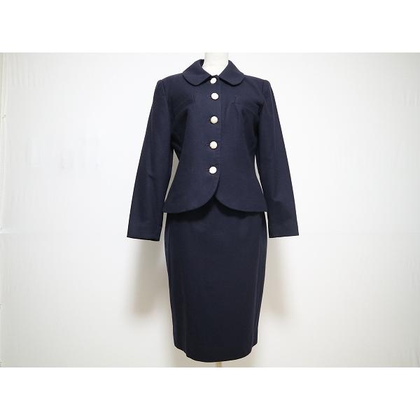 新品本物 Wnc ハナエモリ Hanaemori スカートスーツ 7a3 紺 カシミヤ混 セットアップ レディース オープニング大放出セール Www Simon Page Com