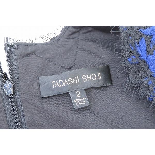 Tadashi Shoji #snc タダシショージ ワンピース 2 青 黒 レース 刺繍