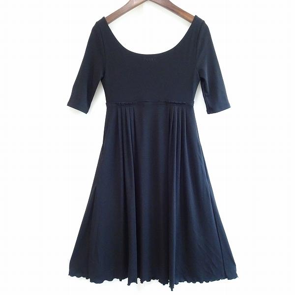 FOXEY NEW YORKフォクシーニューヨーク フリルワンピース38ネイビー