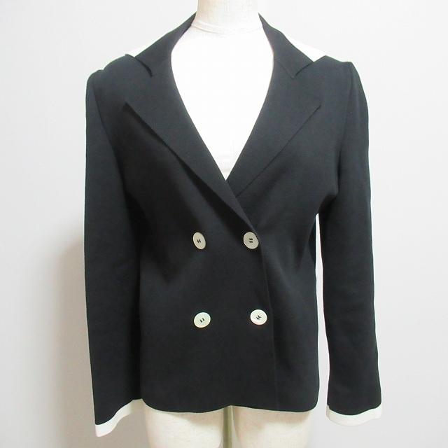 anc SALE レリアン Leilian ジャケット 9 黒 バイカラー ニット 