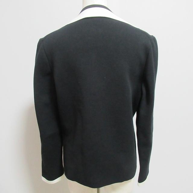 anc SALE レリアン Leilian ジャケット 9 黒 バイカラー ニット 