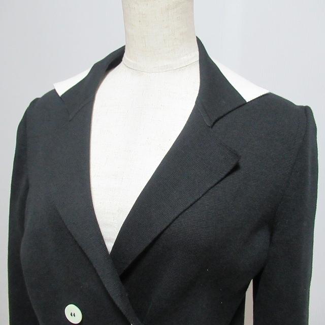 anc SALE レリアン Leilian ジャケット 9 黒 バイカラー ニット 