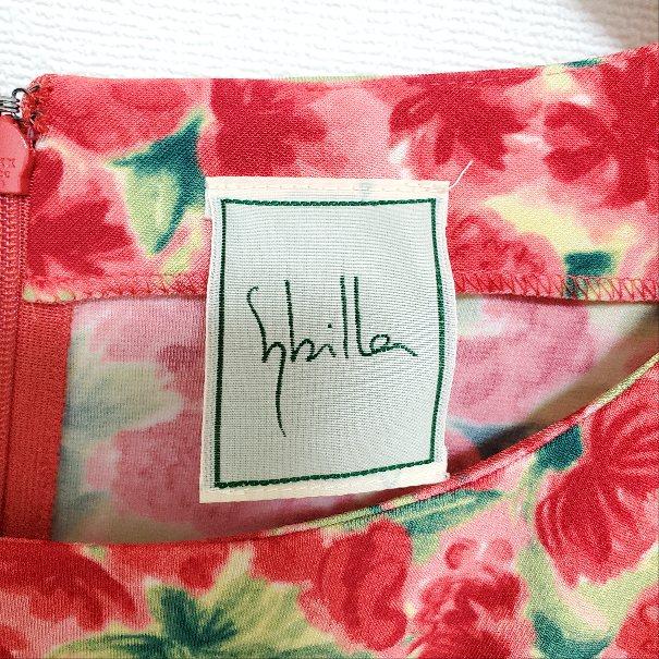 Sybilla #anc シビラ ワンピース M 赤 ピンク 緑 花柄 七分袖  
