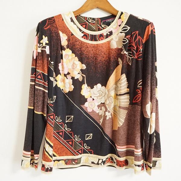 LEONARD #apc レオナール カットソー LL マルチ シルク混 花柄 長袖 