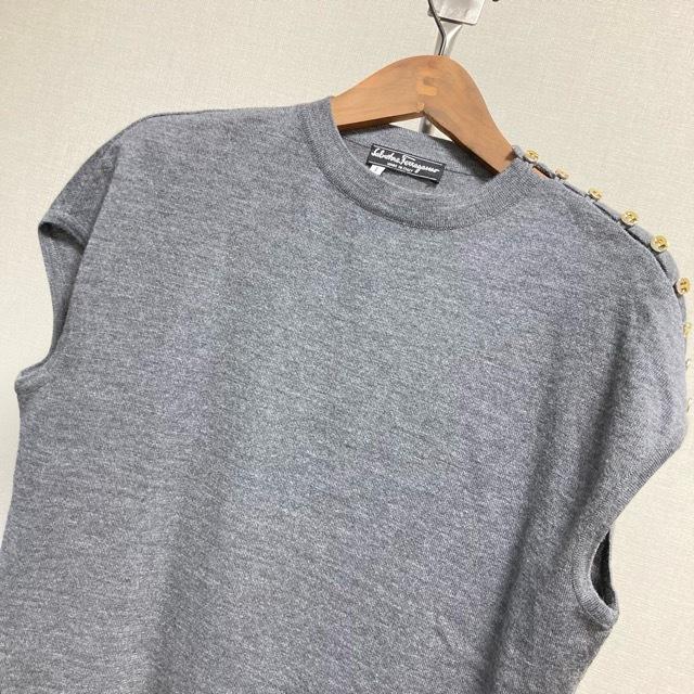 anc フェラガモ Ferragamo ニット・セーター L グレー ニット 半袖