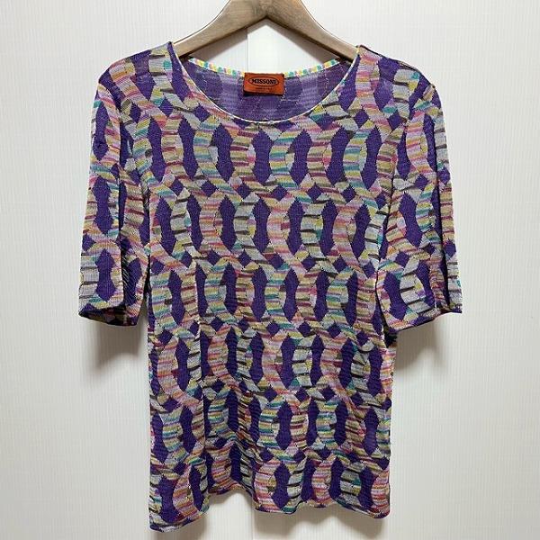 snc ミッソーニ MISSONI ニット・セーター 01 紫 マルチ 半袖 ニット 