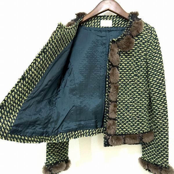 wnc ハロッズ Harrods スカートスーツ 2 緑 黄緑 黒 セットアップ