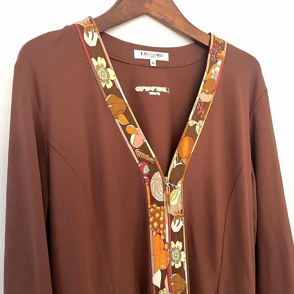 LEONARD SPORT #anc レオナールスポーツ カーディガン 42 茶 刺繍