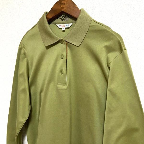 apc レオナールスポーツ LEONARD SPORT ポロシャツ L 緑系 スリット 