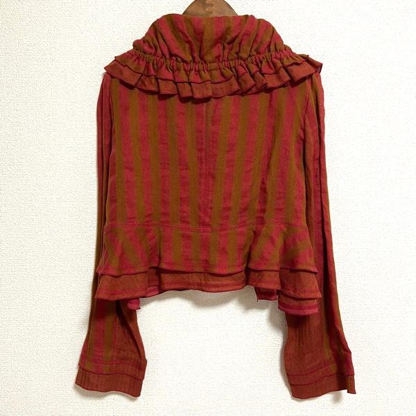 apc エイココンドウ EIKO KONDO カーディガン 42 赤 茶 麻 ストライプ