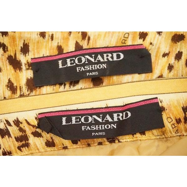 spc レオナール LEONARD セットアップ 茶系 ツーピース レオパード柄 