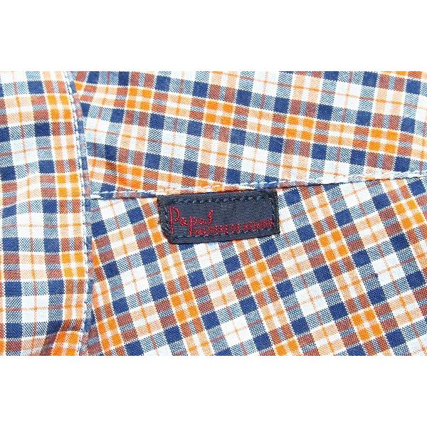 PAPAS メンズ半袖シャツ ボタンダウン Mサイズ 日本製 リネン100%◇Papas パパス チェック柄 半袖 ボタンダウン BD