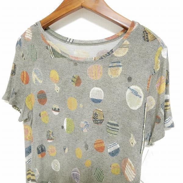 #snc イオコムイオセンソユニコ io comme io sensounico Tシャツ 38 グレー系 半袖 総柄 麻混 レディース [688387] | Sensounico | 02