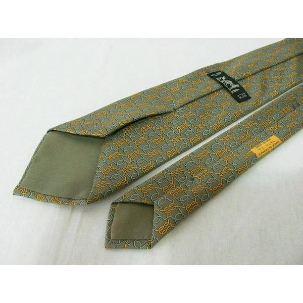 HERMES #apzt エルメス ネクタイ 緑 シルク フランス製 総柄