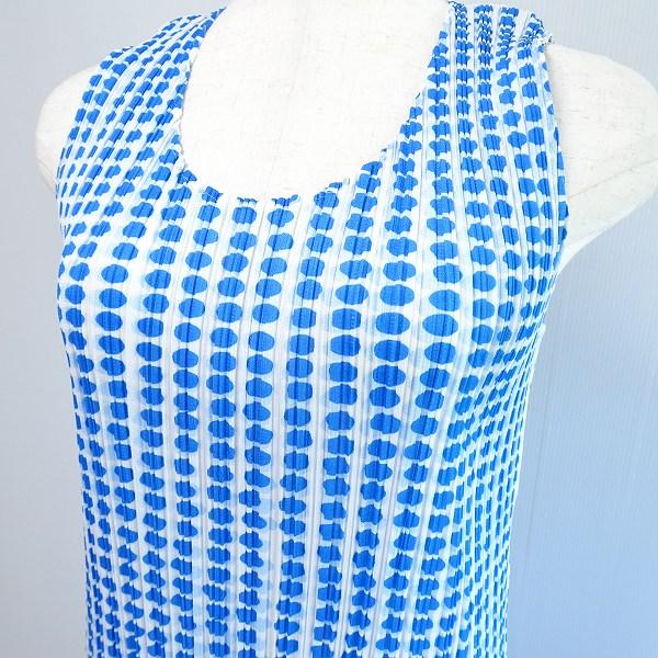 spc プリーツプリーズ PLEATSPLEASE ワンピース 3 青 白 ノースリーブ  