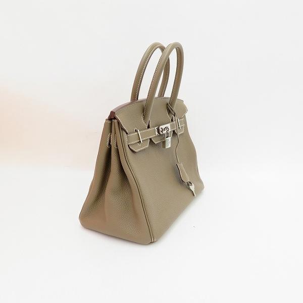 最終値下げ 本革キューブバッグ PM エトゥープ×シルバー金具 HERMES #apb エルメス バーキン30 ハンドバッグ エトゥープ トゴ