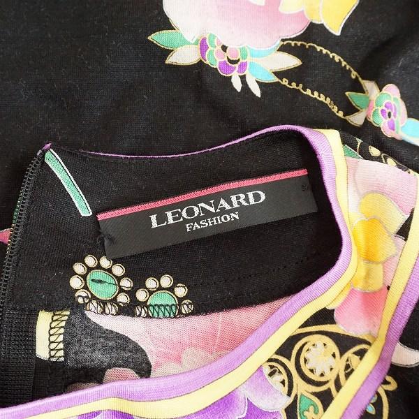 LEONARD #anc レオナール カットソー 40 黒 マルチ シルク混 花 LEONARD #anc レオナール カットソー 40 黒 マルチ シルク混 花