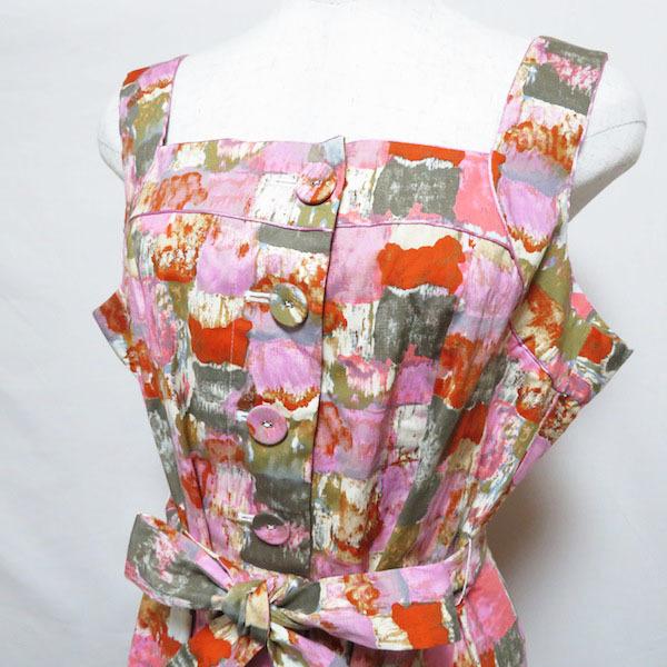 美品 エムズグレイシー ワンピース 花柄 リボン オレンジ 大きいサイズ 40