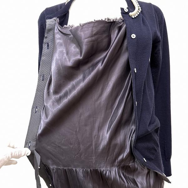 anc サカイ ラック sacai luck ワンピース 濃紺 グレー パール