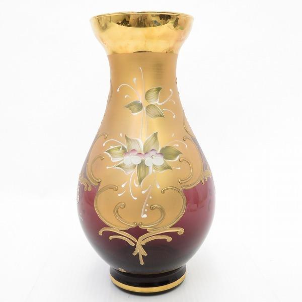 #anv ムラーノガラス MURANO GRASS 花瓶 フラワーベース ベネチアンガラス 赤 金 花 金彩 [718901]